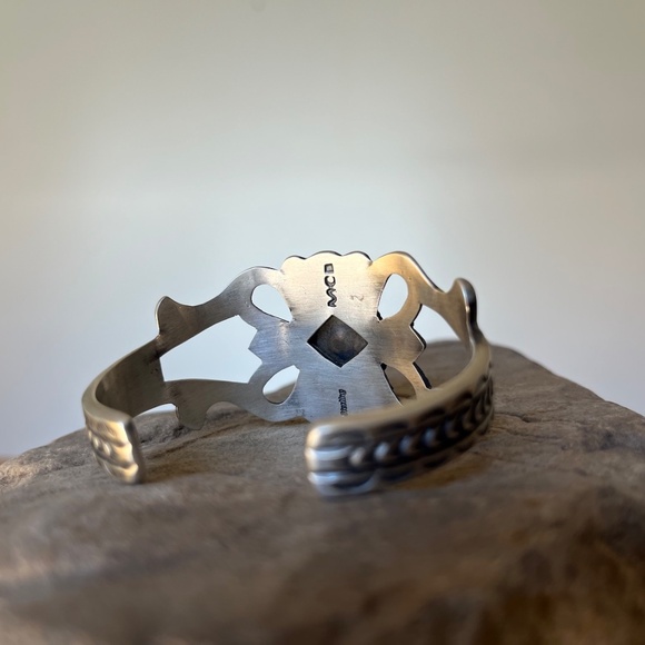 Vintage Navajo Sterling Silver Turquoise Bracelet Cuff Martha Cayatineto #1 - Picture 5 of 16